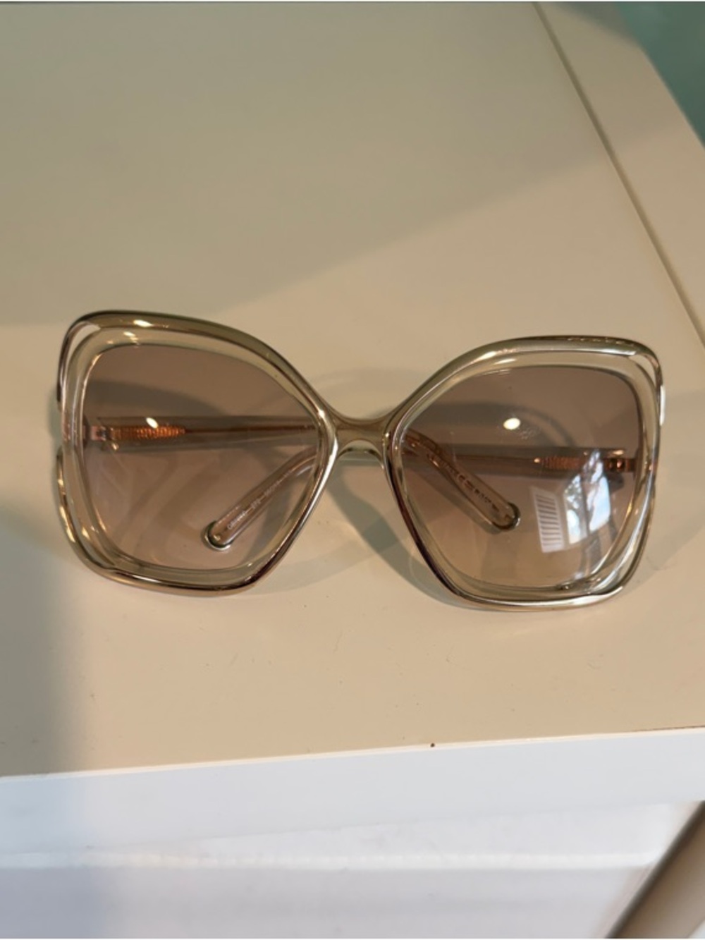 Chloe Oversized Sunglasses - Champagne Frame, Brown Lenses